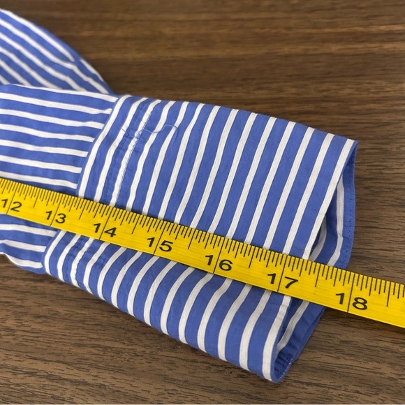 💕 Mango Blue and White Striped Button-Up Shirt 6 - Picture 12 of 12